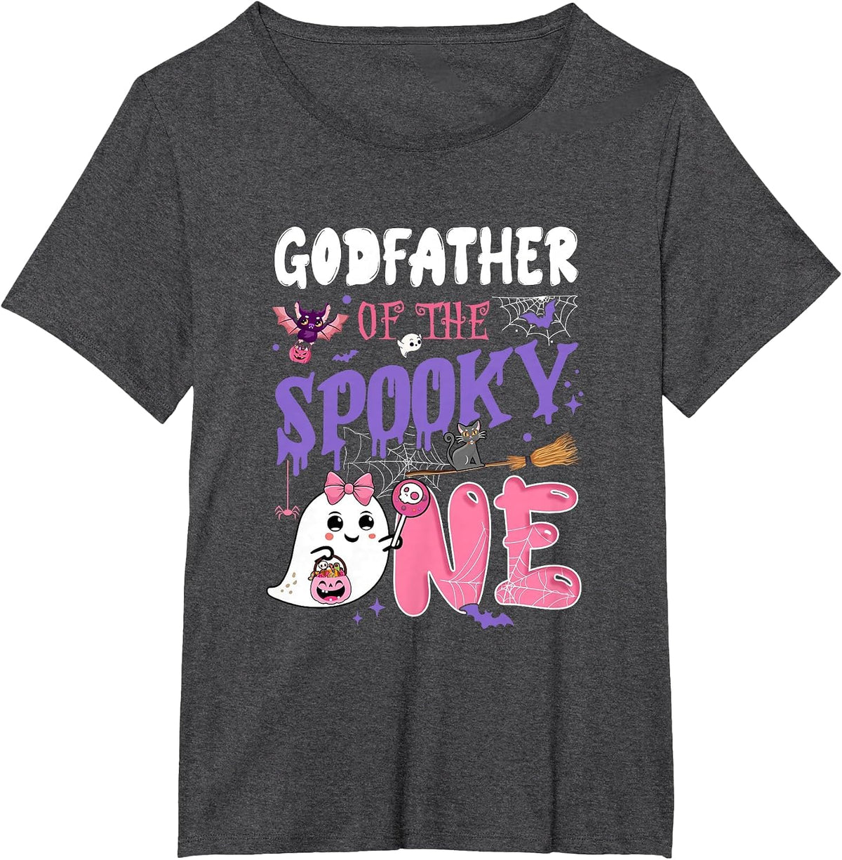 Godfather of The Spooky One 1St Birthday Girl Halloween T-Shirt - Dark Heather Grey