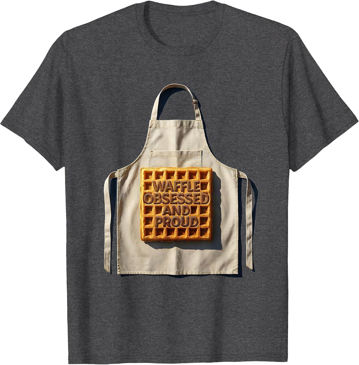 Men's Waffle Obsessed And Proud Foodie Design T-Shirt - Dark Heather Grey