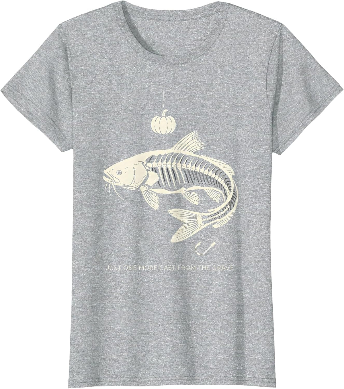 Just One More Cast From The Grave Spooky Halloween Fishing T-Shirt - Heather Grey