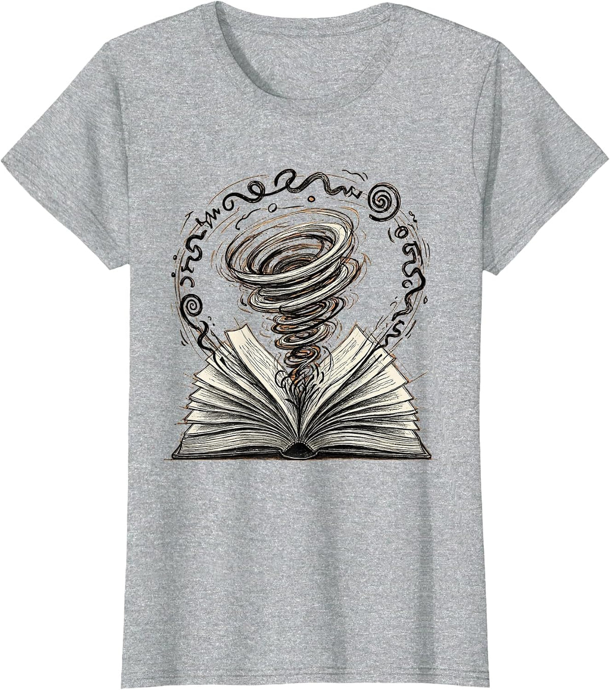 Women's Dyslexia Awareness Open Book Swirling Letters T-Shirt - Heather Grey