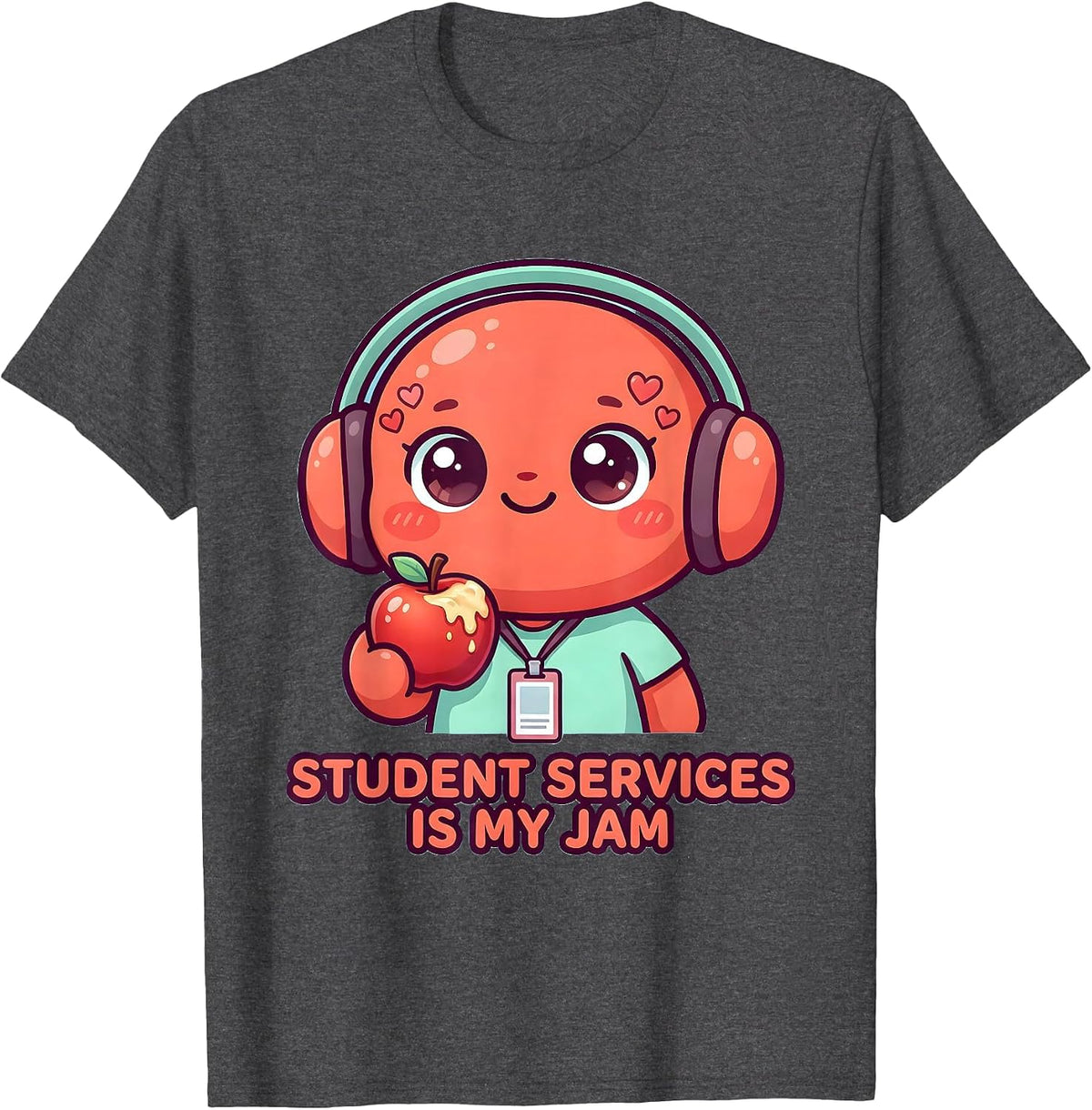Student Services Is My Jam Cute Kawaii School Counselor Back T-Shirt - Dark Heather Grey