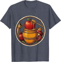 Circular Folk Apple Honey Shofar Rosh Hashanah Jewish T-Shirt - Heather Blue