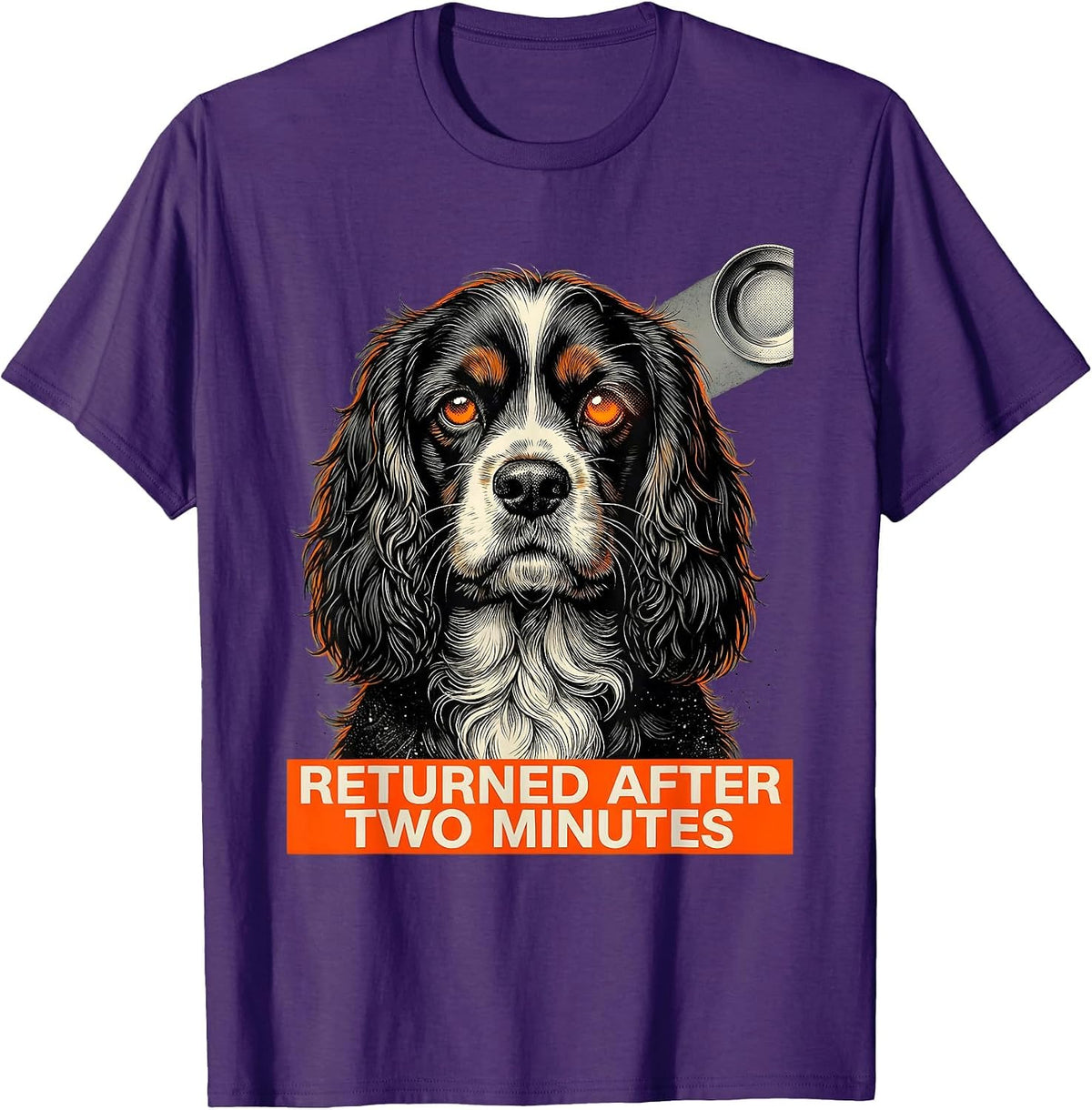 Men's Returned After Two Minutes Funny Cocker Spaniel Dog UFO T-Shirt - Purple