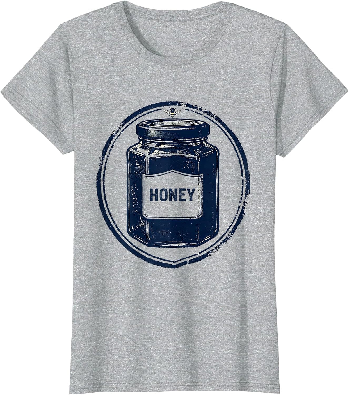 Women's Honey Rubber Stamp Shield Badge Halloween Honey Pot Bee T-Shirt - Heather Grey