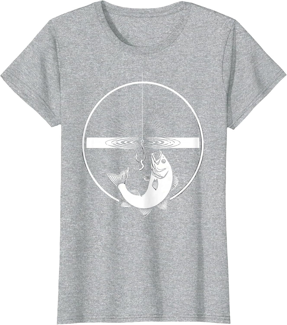 Worm on Hook Deep Water Fishing Graphic T-Shirt - Heather Grey