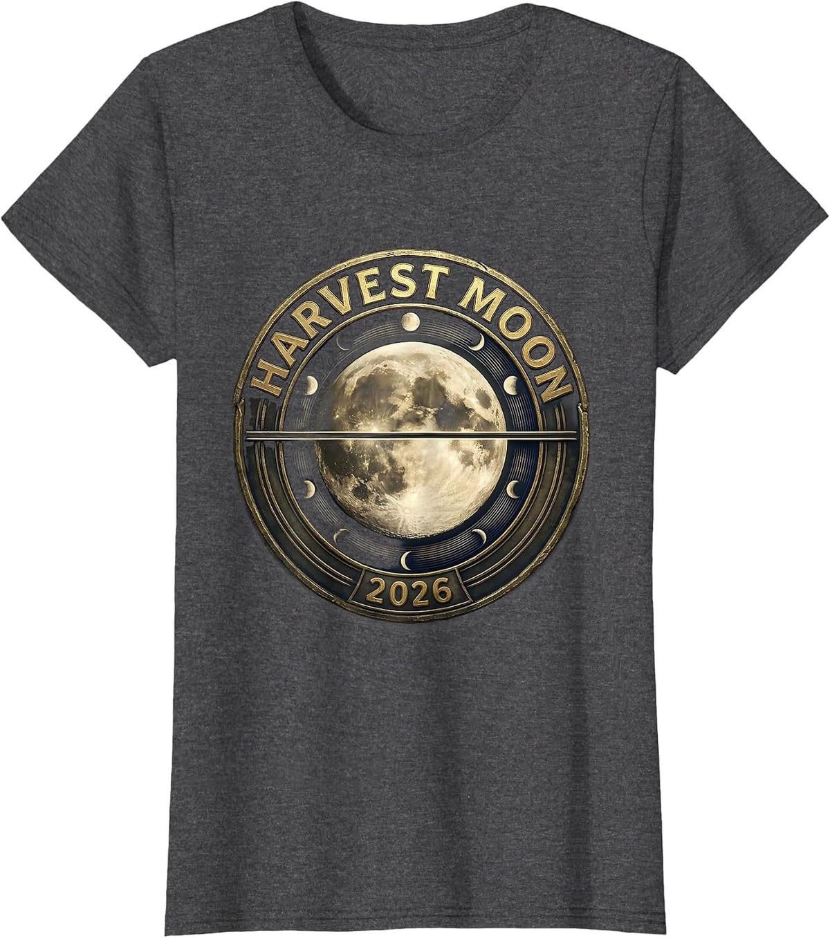 Women's Harvest Moon 2026 Celestial Astrology Astronomy Enthusiast T-Shirt - Dark Heather Grey