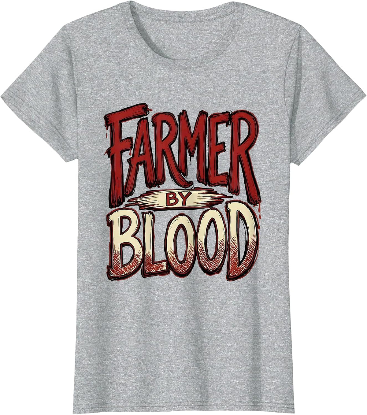 Women's Farmer By Blood Country Pride Design T-Shirt - Heather Grey