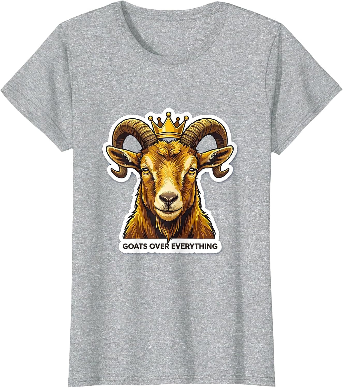 Women's Goats Over Everything Bold Goat Lover Design T-Shirt - Heather Grey