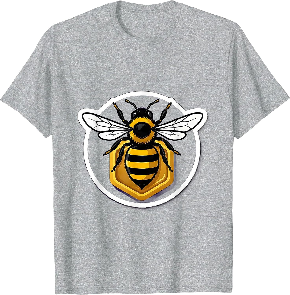 Men's Bee Badge Sticker Style Beekeeper Honey Lover T-Shirt - Heather Grey