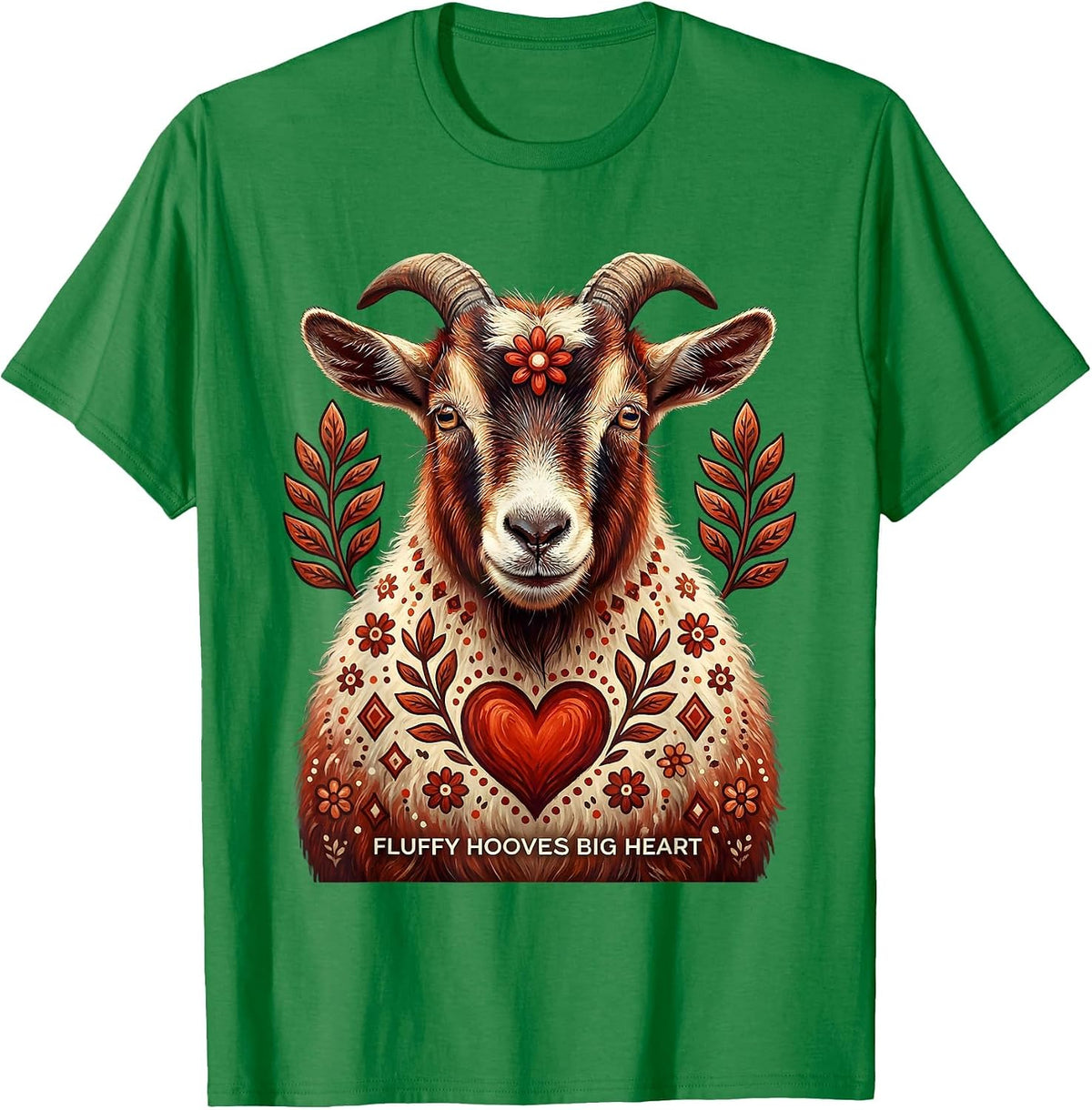 Men's Fluffy Hooves Big Heart Goat Lover Design T-Shirt - Kelly Green