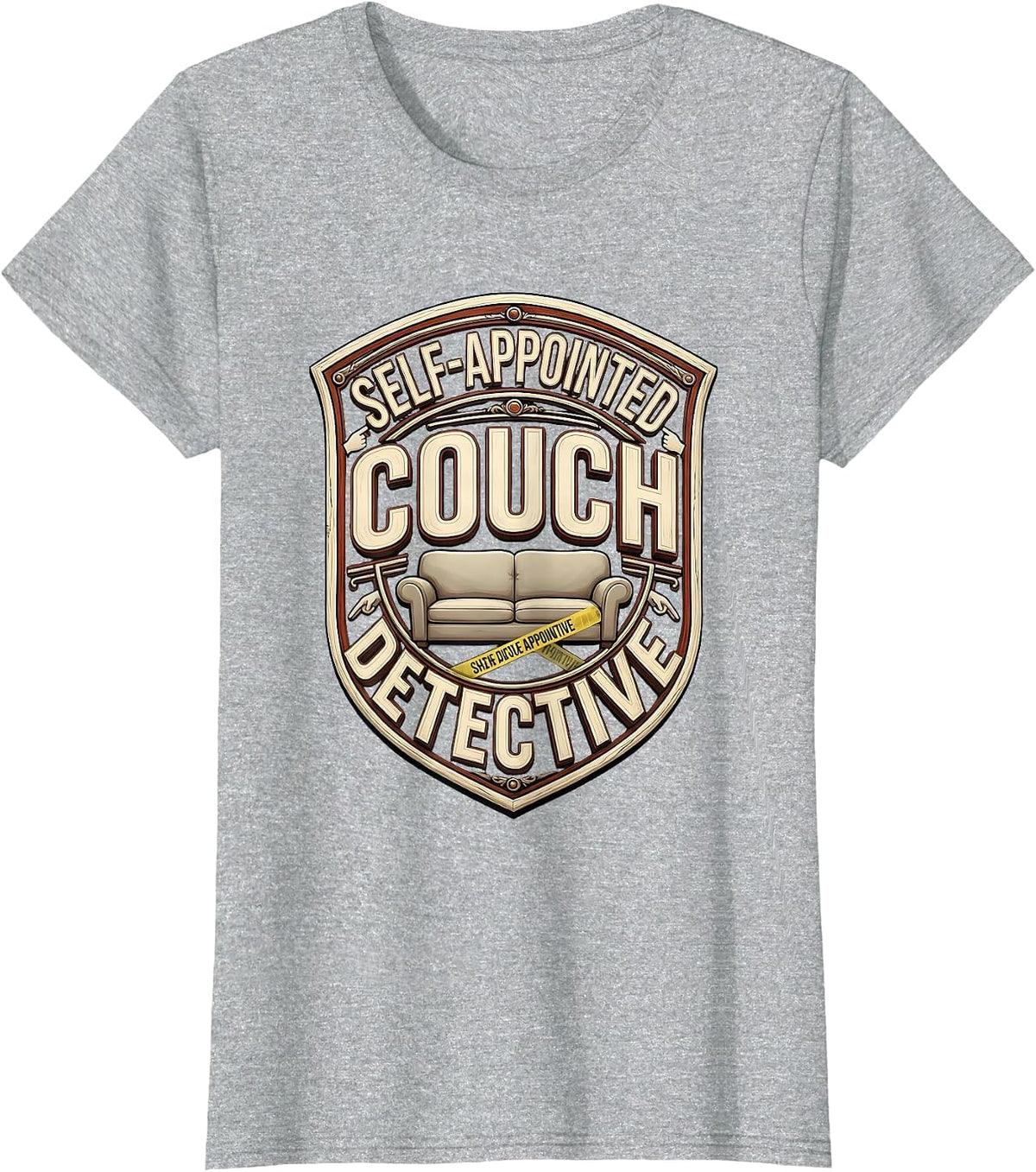Self-Appointed Couch Detective True Crime Fan Couch Humor T-Shirt - Heather Grey