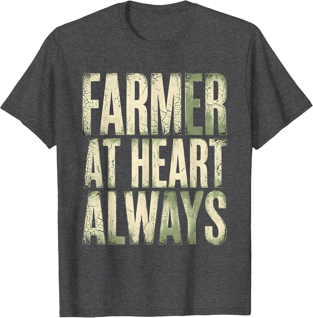 Men's Farmer At Heart Always Country Pride Design T-Shirt - Dark Heather Grey