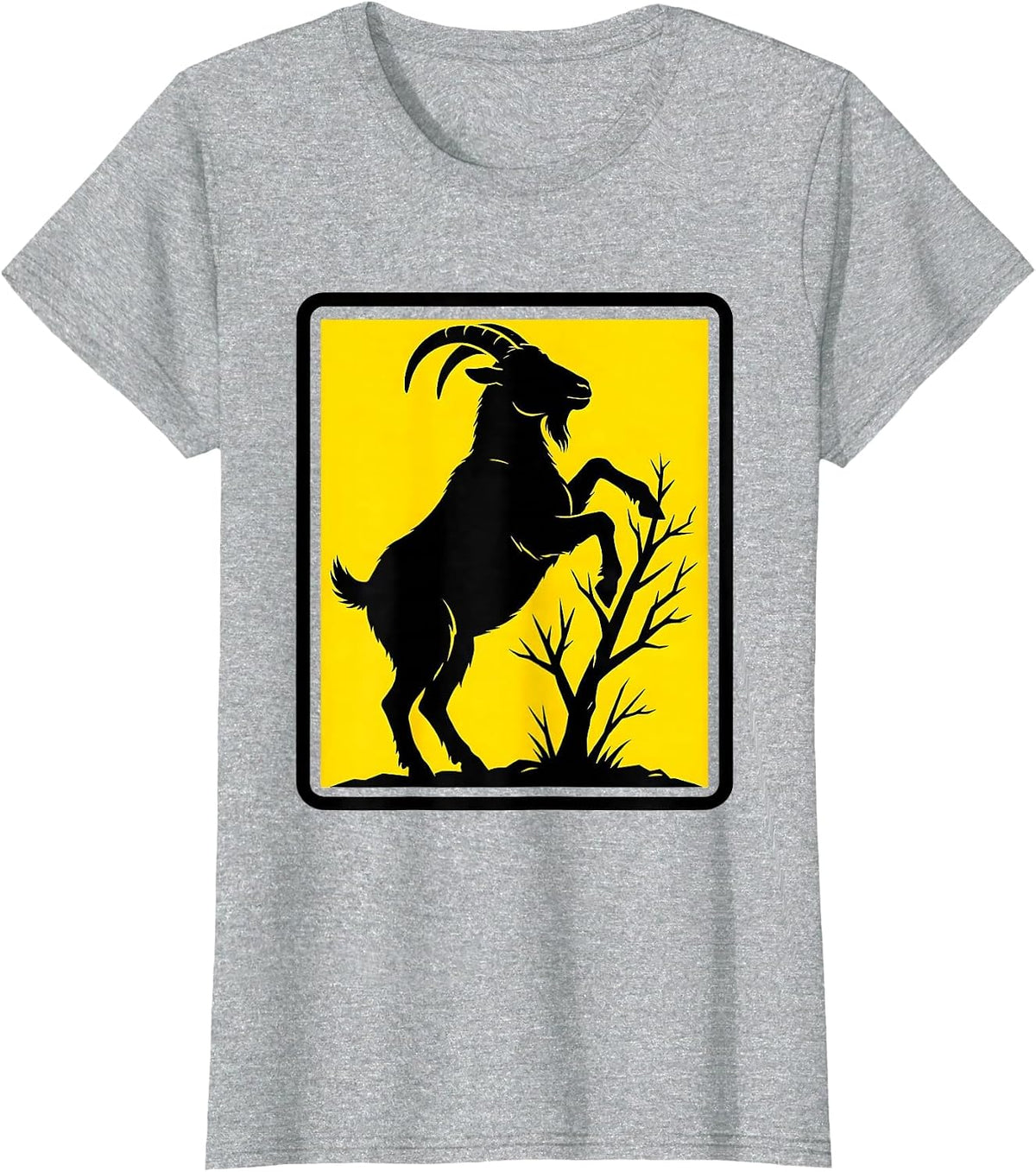 Women's Goat Farmer Humor Silhouette Funny Goat Lover Gift T-Shirt - Heather Grey