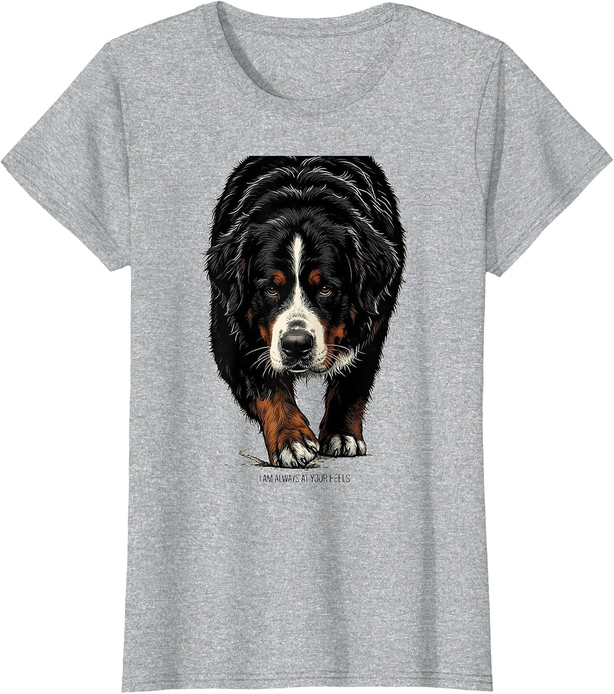 I Am Always At Your Heels Funny Bernese Mountain Dog Owner T-Shirt - Heather Grey
