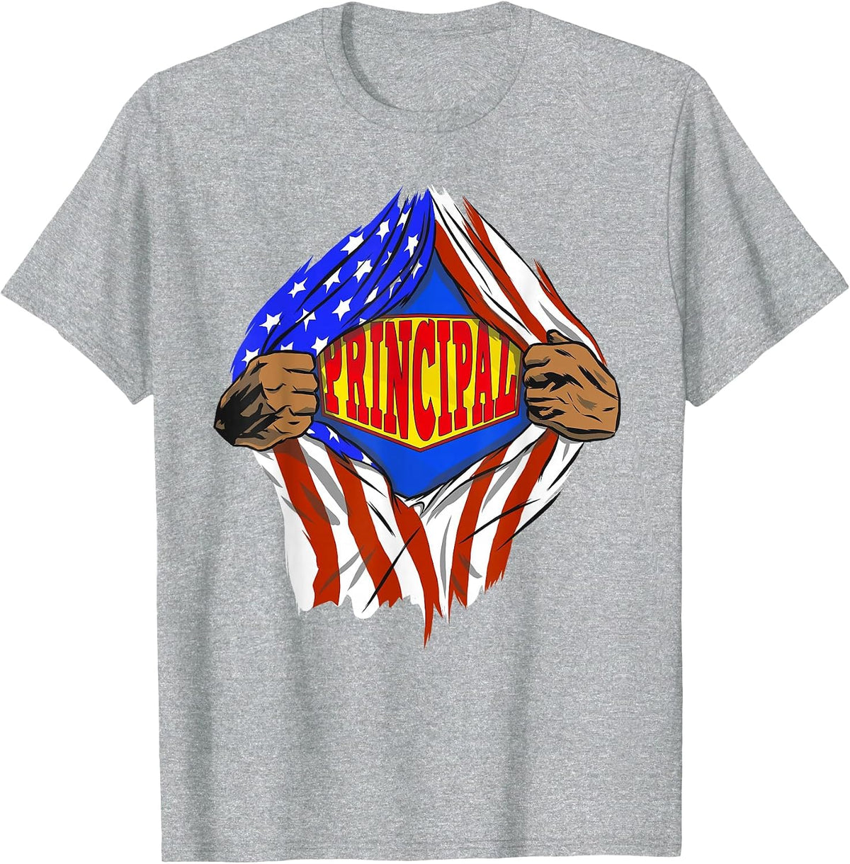 Funny Super Principal Hero Job T-Shirt - Heather Grey
