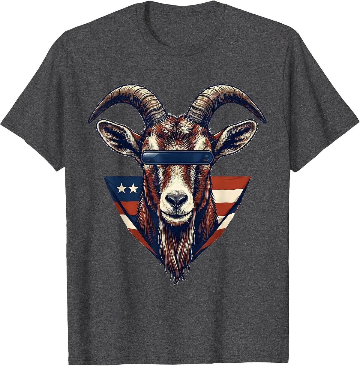 Men's Goat with Sunglasses Patriotic Animal Lover Humor T-Shirt - Dark Heather Grey