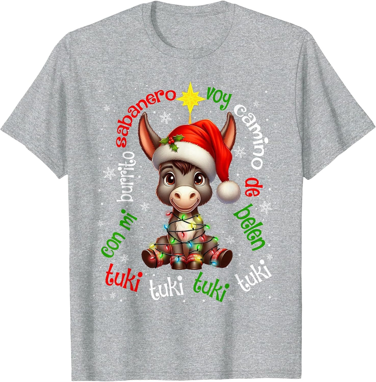 Tuki Tuki Donkey Mi Burrito Sabanero Mexican Mexico Xmas T-Shirt - Heather Grey