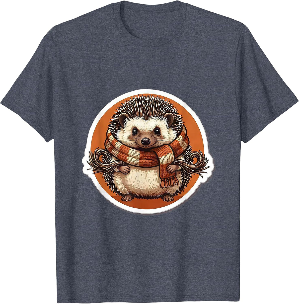 Cozy Hedgehog Scarf Cute Funny Animal Design T-Shirt - Heather Blue