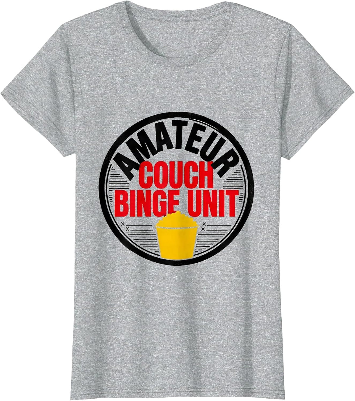 Amateur Couch Binge Unit Funny True Crime Fan Couch T-Shirt - Heather Grey