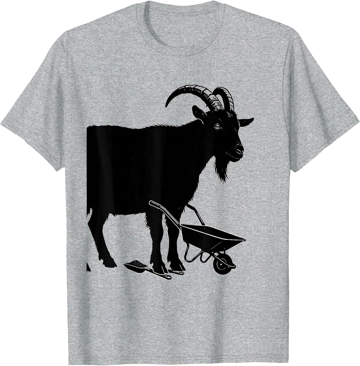 Men's Oversized Goat Wheelbarrow Farmer Goat Owner Humor T-Shirt - Heather Grey