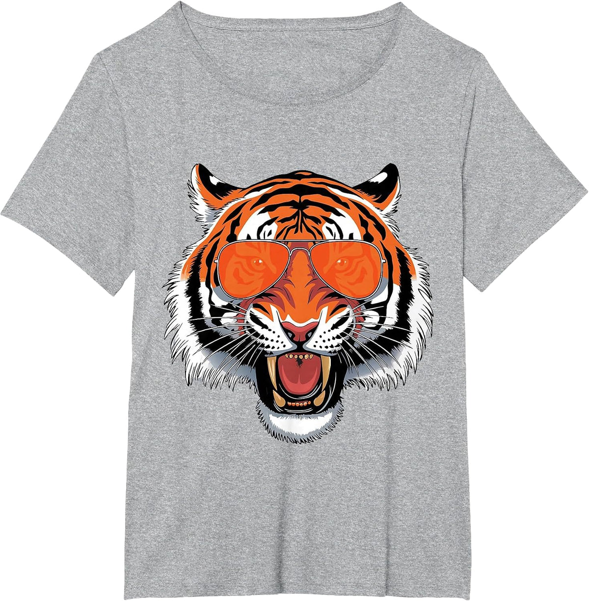Cool Growling Bengal Tiger with Sunglasses Tees T Shirts for Tiger Lovers - Heather Grey