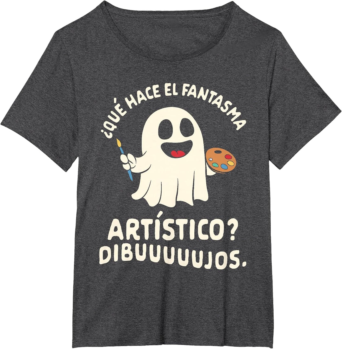 Halloween Spanish Teacher Que Hace El Fantasma Artistico T-Shirt - Dark Heather Grey