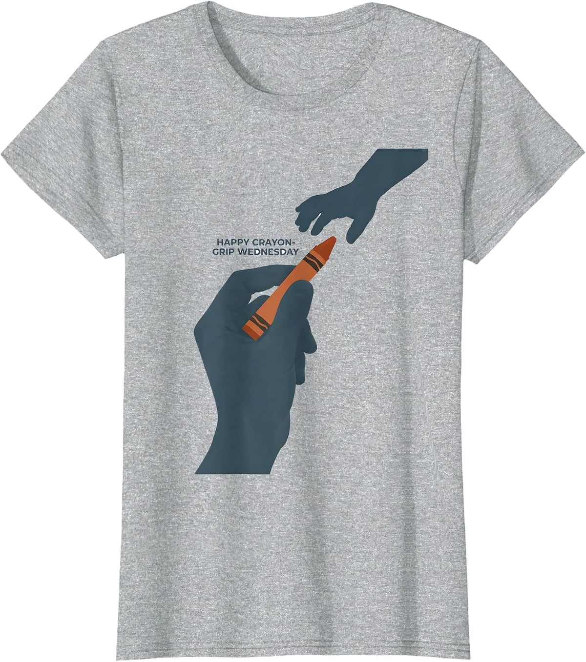 Women's Happy Crayon-Grip Wednesday Occupational Therapy OT T-Shirt - Heather Grey