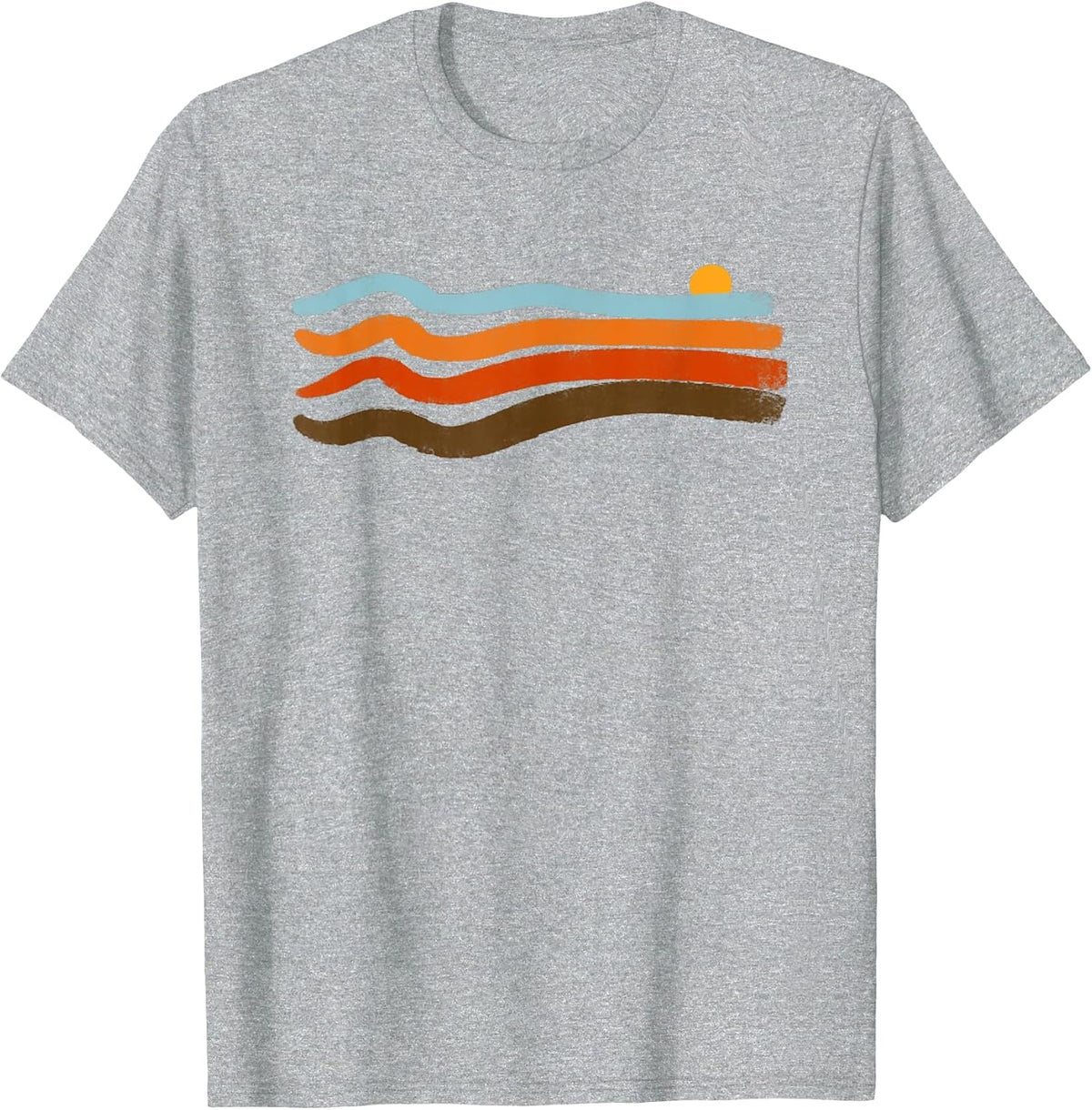 Vintage 70s Retro Stripes Sunset Summer Waves T-Shirt - Heather Grey