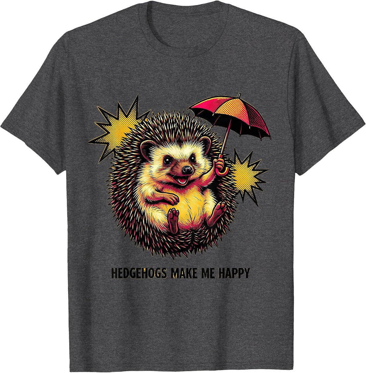 Men's Hedgehogs Make Me Happy Cute Hedgehog Animal Lover Gift T-Shirt - Dark Heather Grey