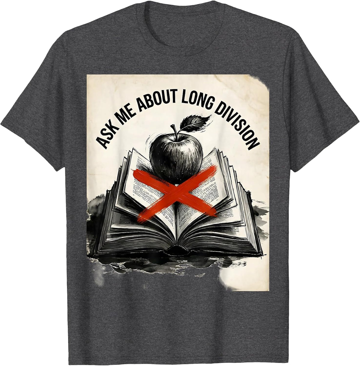 Men's Ask Me About Long Division 5th Grade Teacher T-Shirt - Dark Heather Grey