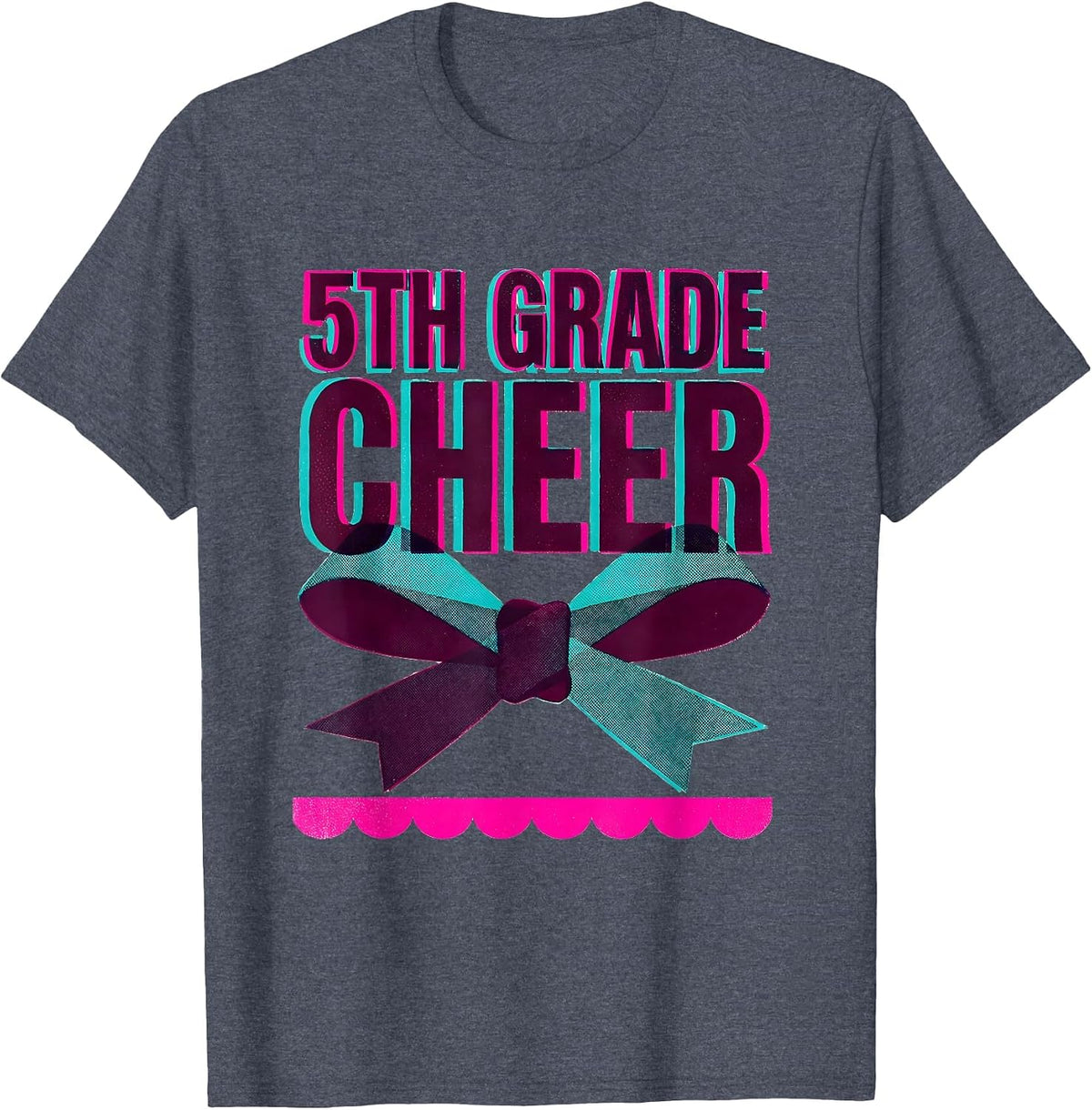 5th Grade Cheer Coquette Bow Back to School Fifth Grade T-Shirt - Heather Blue