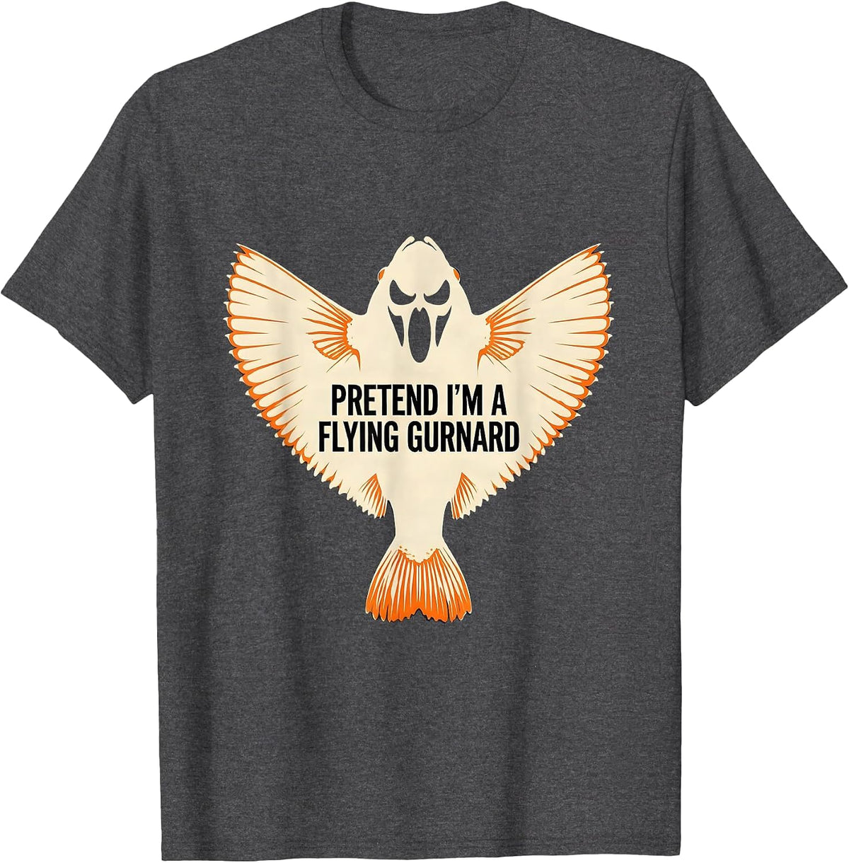 Pretend I'm A Flying Gurnard Funny Halloween Fish Costume T-Shirt - Dark Heather Grey