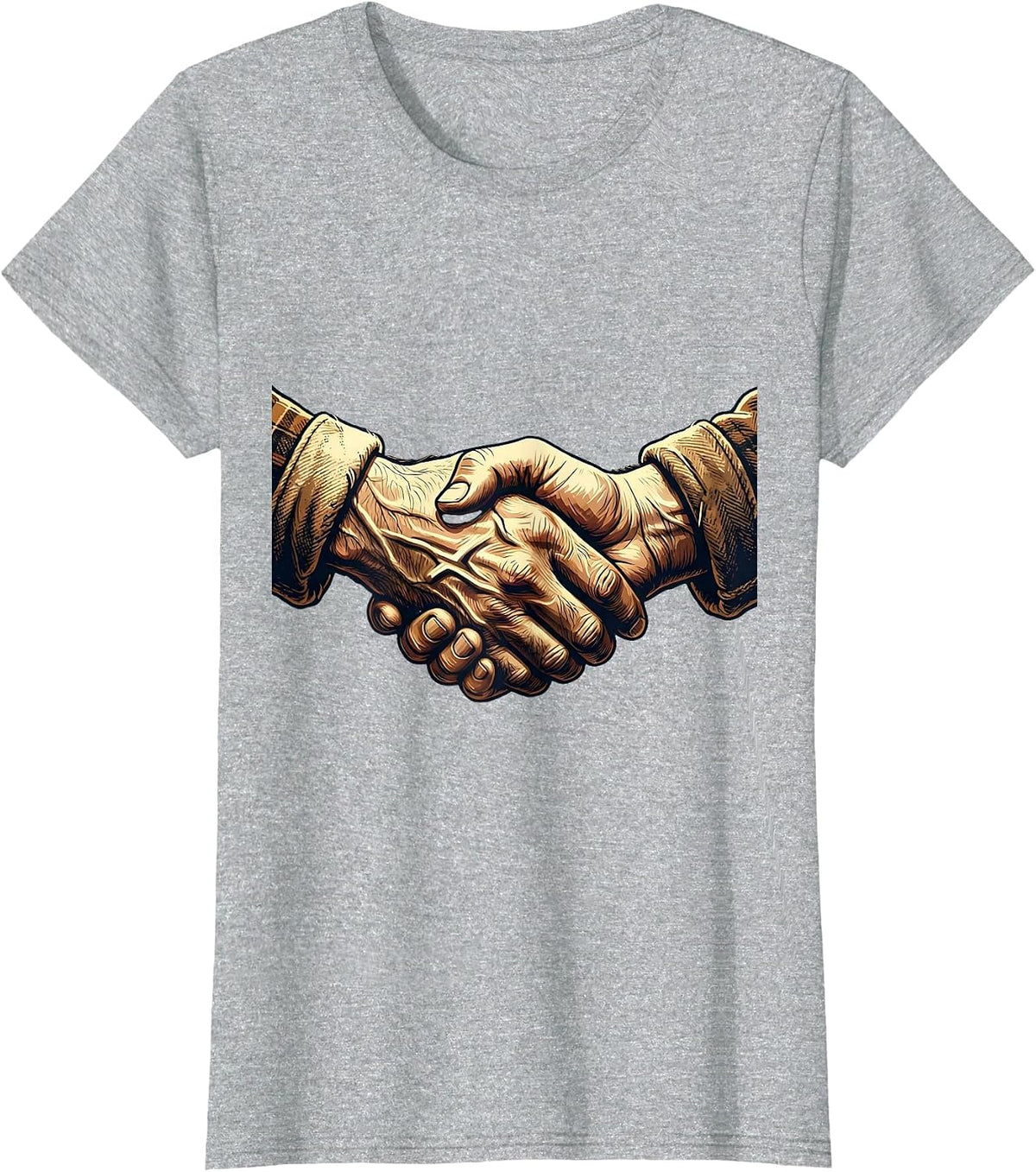 Rugged Handshake Conservative Values Graphic T-Shirt - Heather Grey