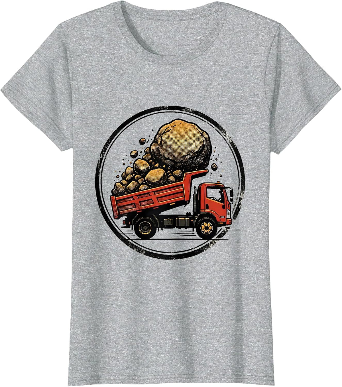 Dump Truck Badge Funny Trucker Diesel Driver Gift T-Shirt - Heather Grey