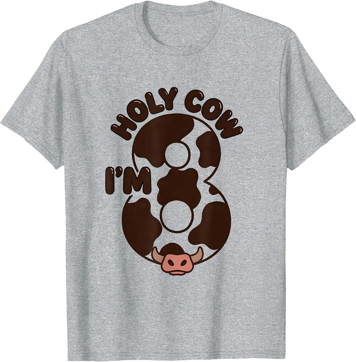Men's Holy Cow I'm Eight Cute Highland Cow Birthday Girl Farm Mom T-Shirt - Heather Grey