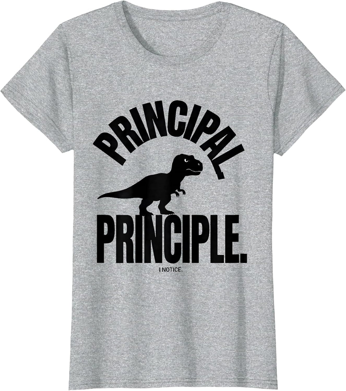 Principal Principle I Notice Funny Grammar Teacher Dinosaur T-Shirt - Heather Grey
