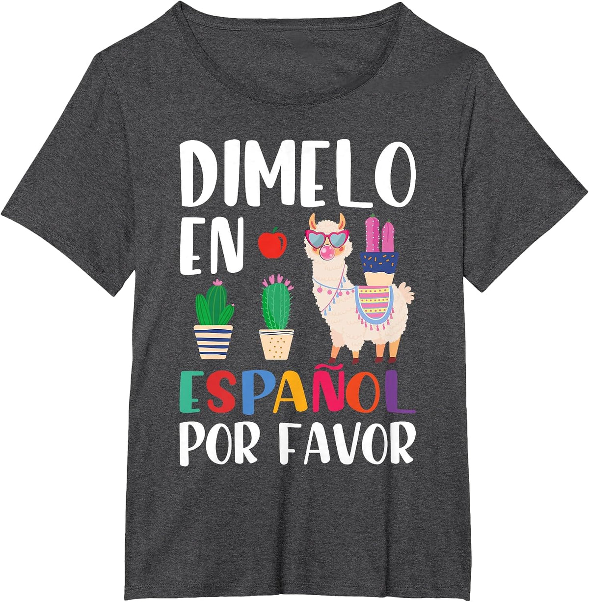 Dimelo En Espanol Bilingual Llama Spanish Teacher Maestra T-Shirt - Dark Heather Grey