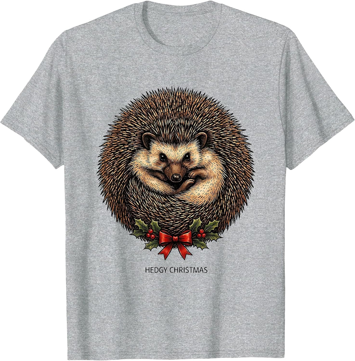 Men's Hedgy Christmas Cute Hedgehog Lover Whimsical Humor T-Shirt - Heather Grey