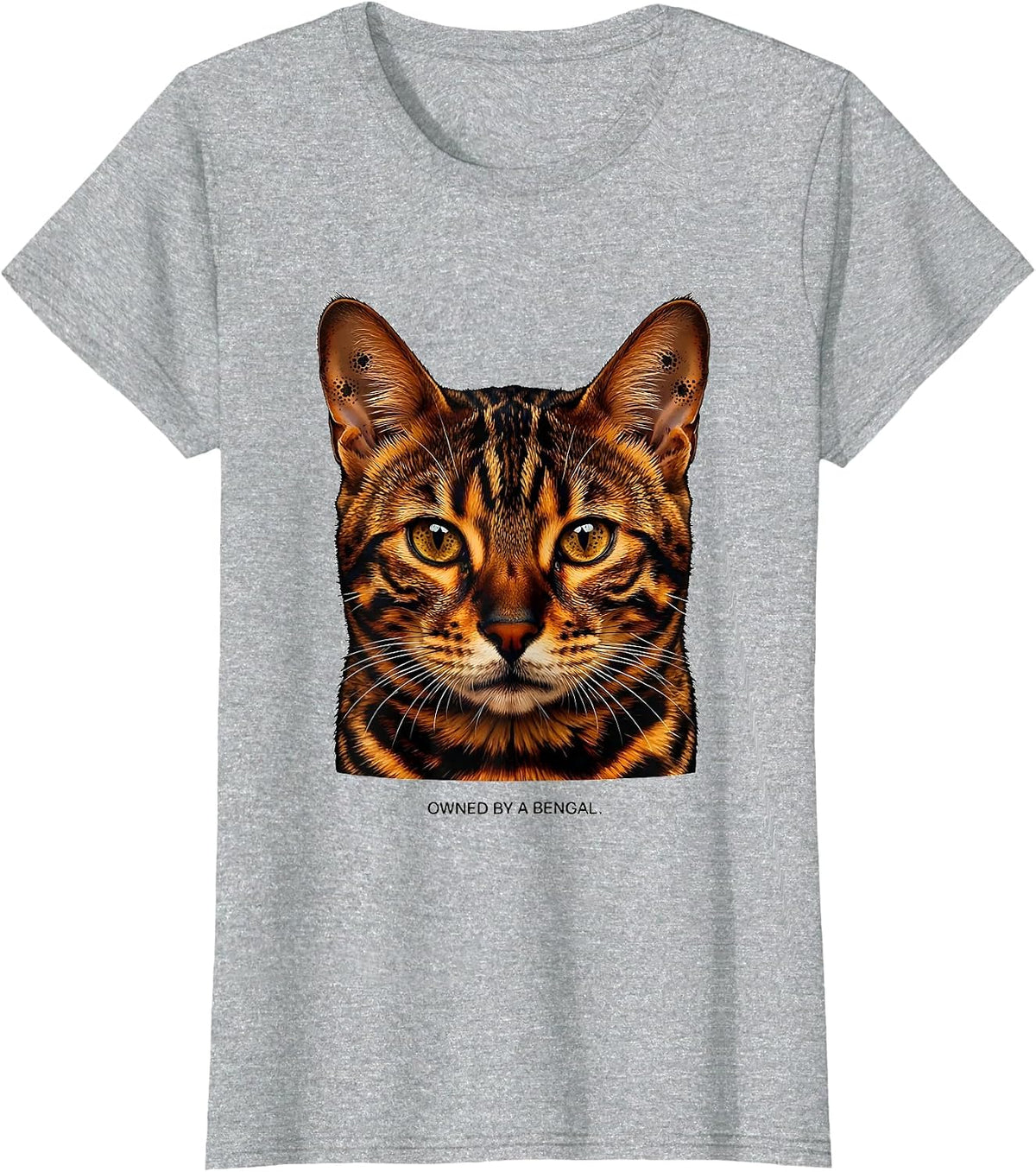 Owned by a Bengal Cat Lover Design T-Shirt - Heather Grey