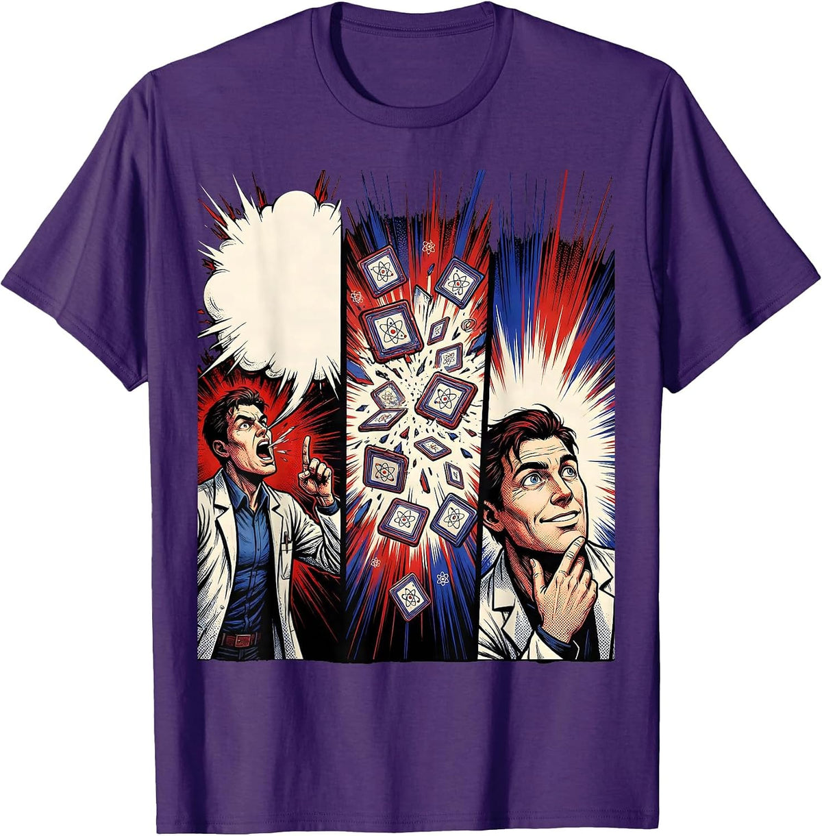Comic Strip Periodic Table Chemistry Pun Humor T-Shirt - Purple