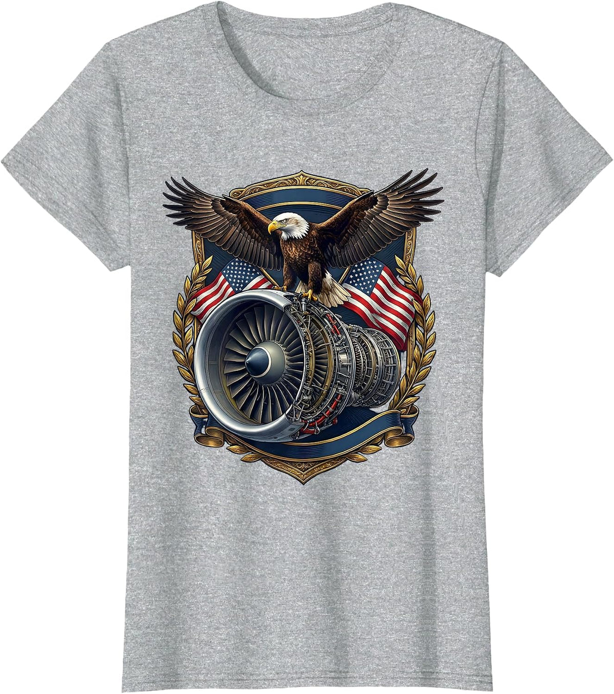 Air Force Turbine Engine Cross-Section Illustration T-Shirt - Heather Grey