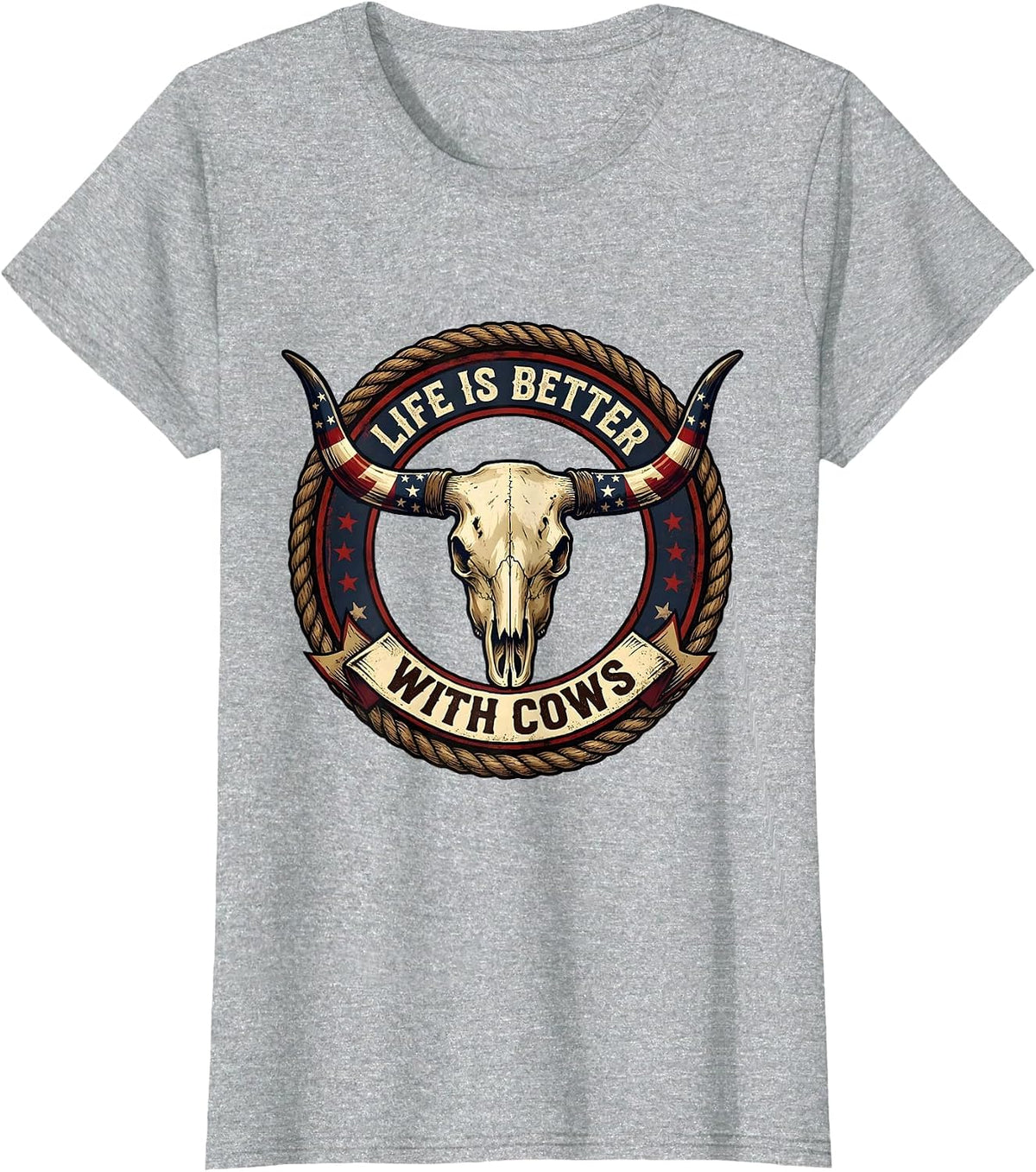 Life Is Better With Cows Farmer Design T-Shirt - Heather Grey