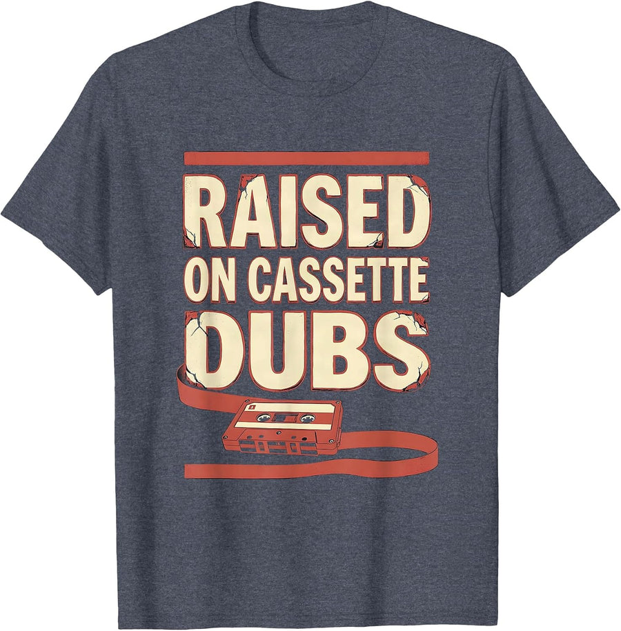 Raised On Cassette Dubs Vintage 90s Hip-Hop Rap Lyric T-Shirt - Heather Blue