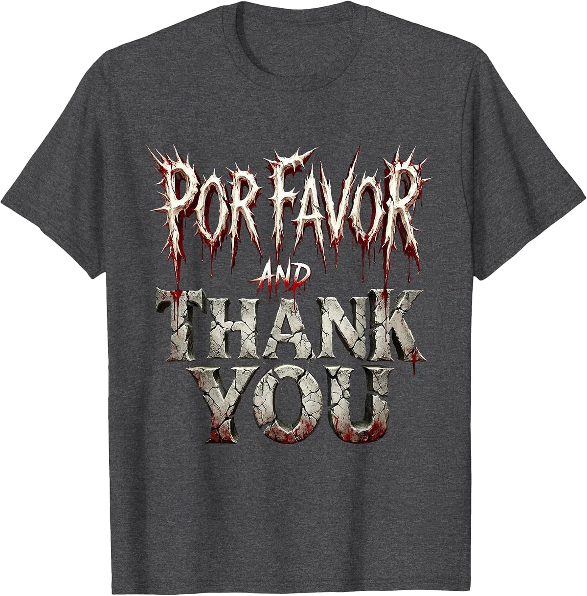 Por Favor and Thank You Spanish Teacher Design T-Shirt - Dark Heather Grey