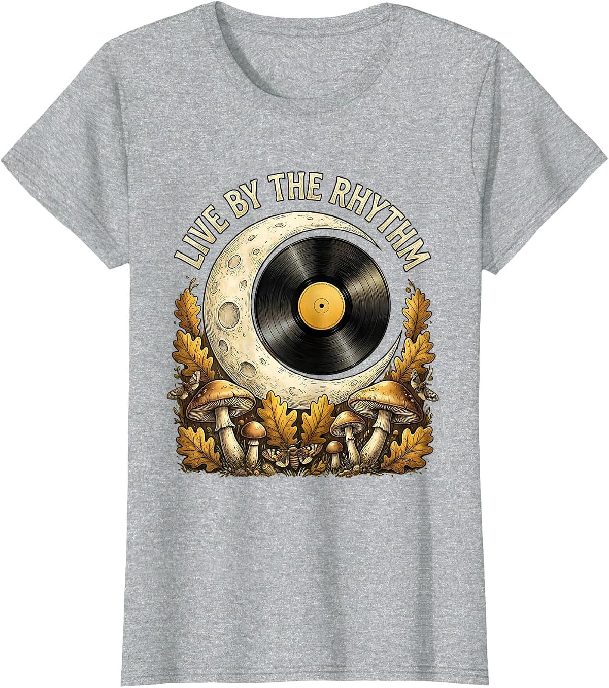 Live by the Rhythm Hip Hop Graphic Design T-Shirt - Heather Grey