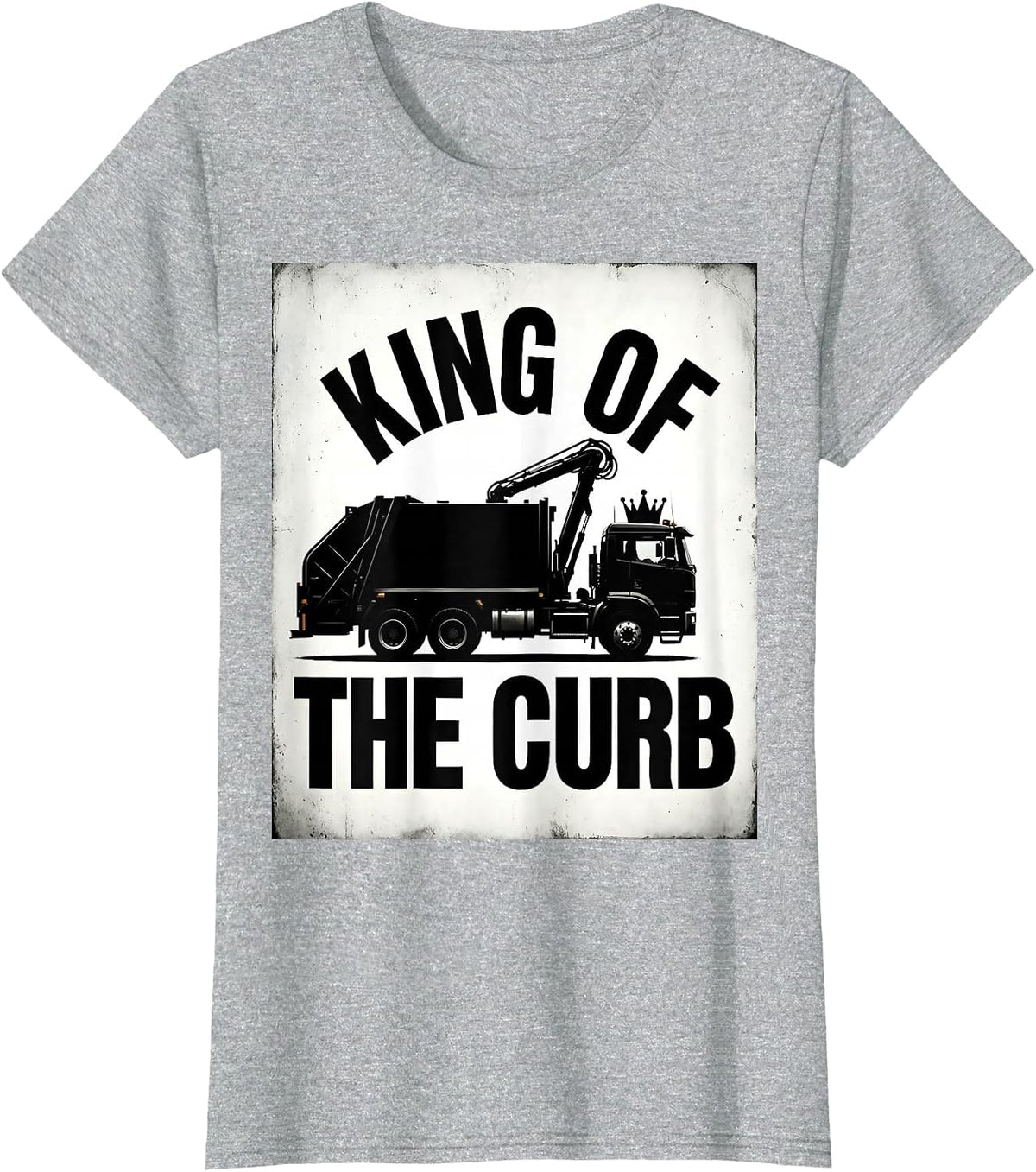 King Of The Curb Trash Truck Design T-Shirt - Heather Grey