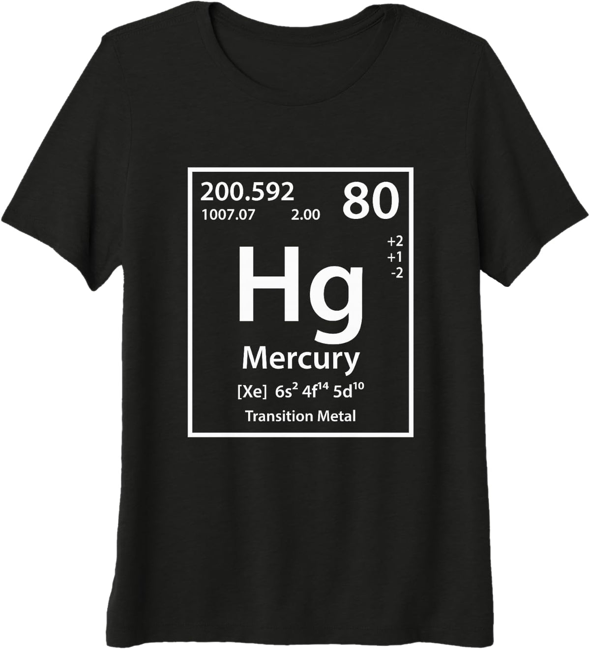 Mercury Periodic Table of Elements T-Shirt Tee for Science Chemistry Teachers Students - Black