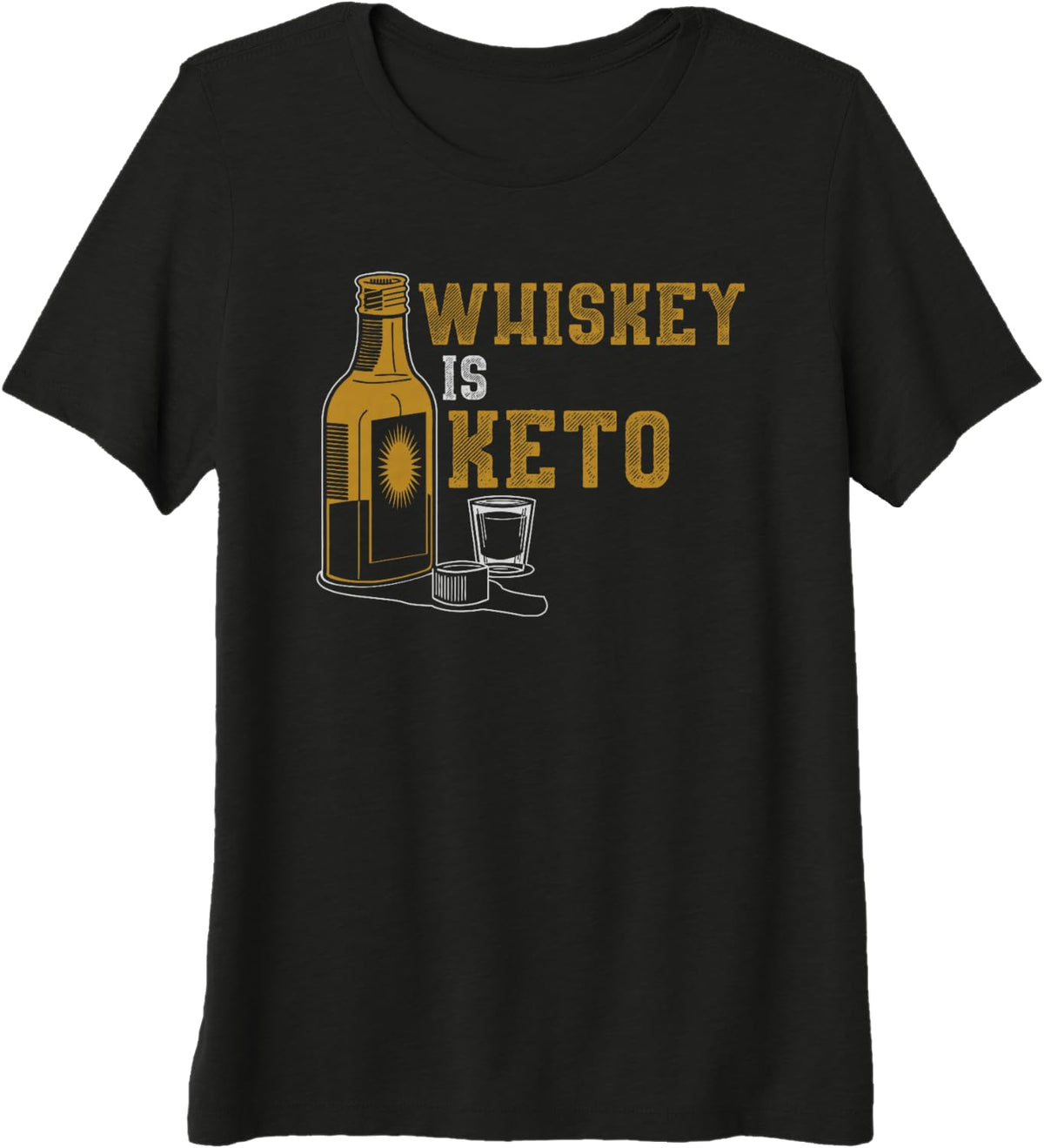 Whiskey Is Keto TShirt | Funny Ketogenic Diet Alcohol Shirt - Black
