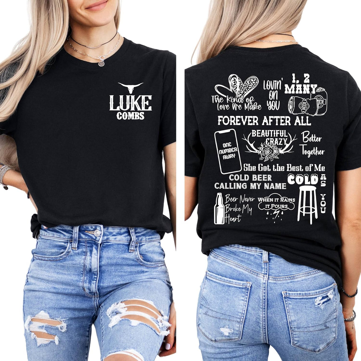 Luke Bull Skull T-Shirt, Country Music Fan Shirt, Casual Outfit Tee for Rodeo and Girls Trips, Country Music Concert T-Shirt