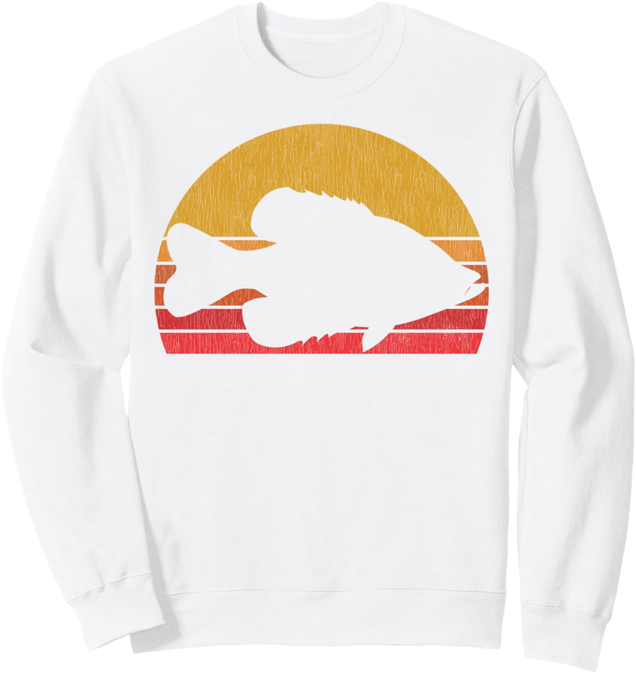 Crappie Fishing Retro Panfish Fisherman Sweatshirt - Adult Unisex White